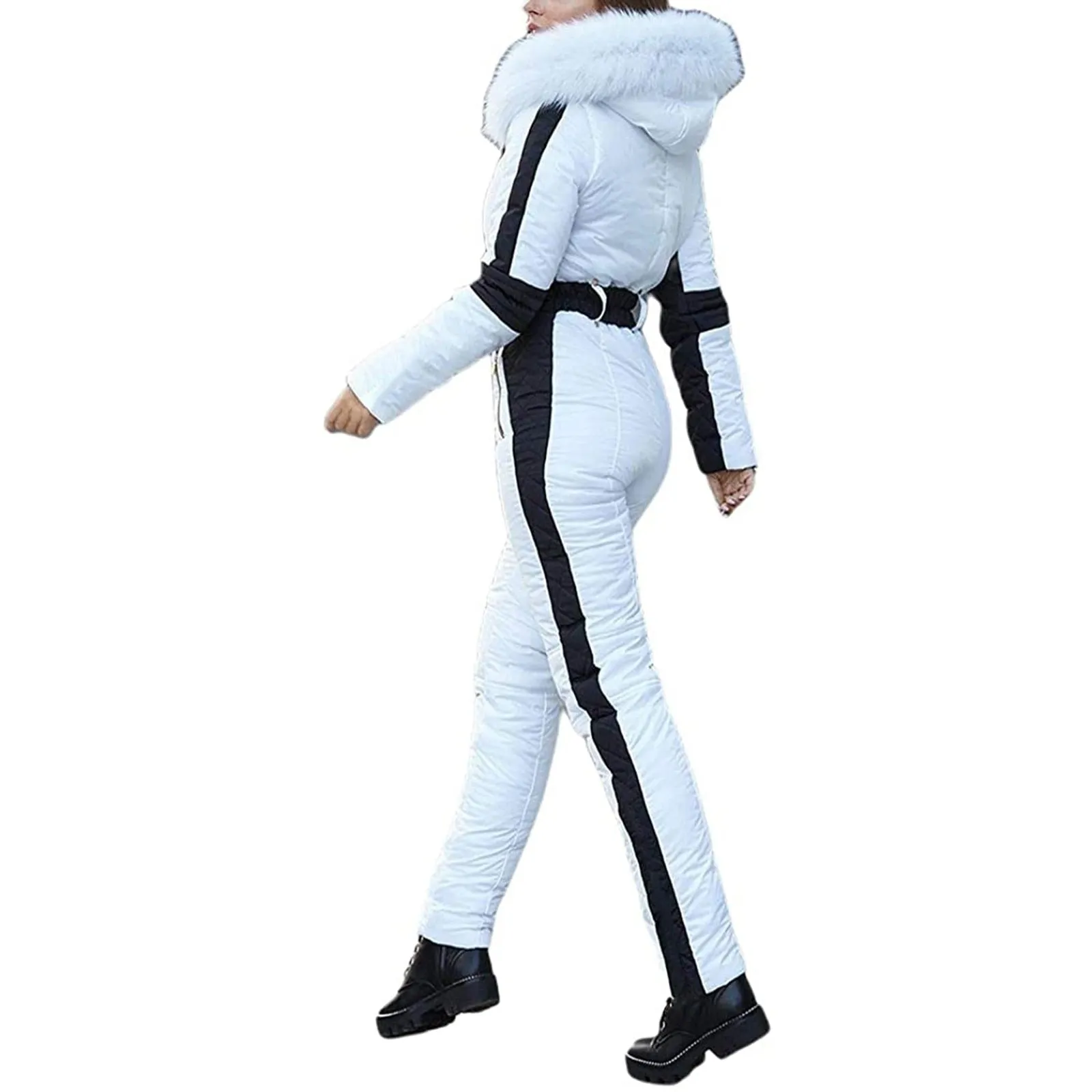 AshoreShop Snug as a Snow Bunny Zipup Ski JumpSuit with Fur Hood