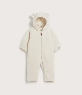 Baby white teddy coverall