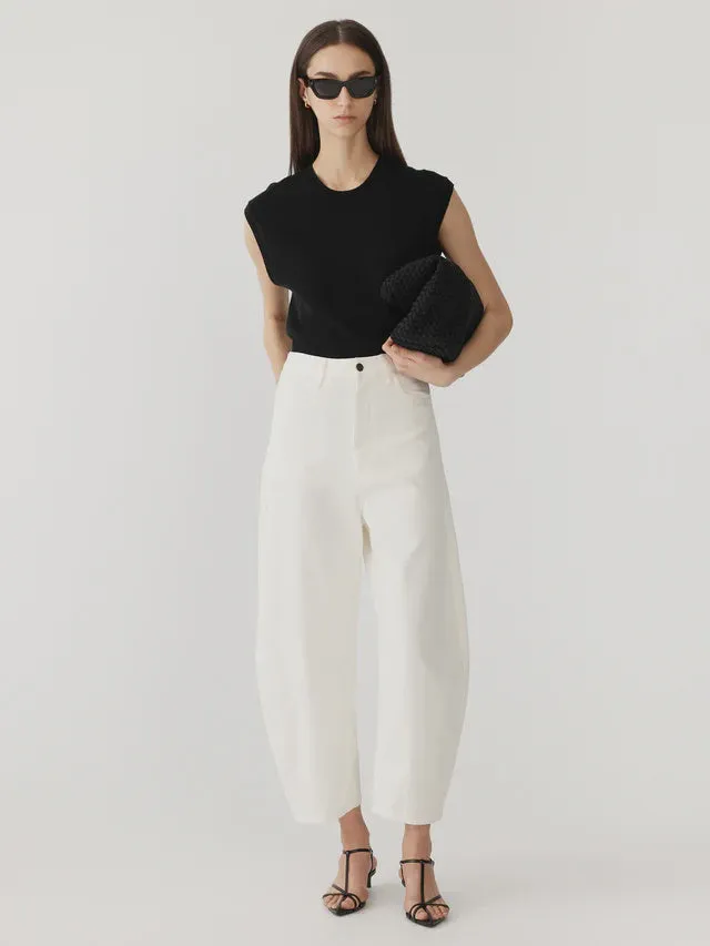 Bassike Cotton Twill Barrel Leg Pant in White