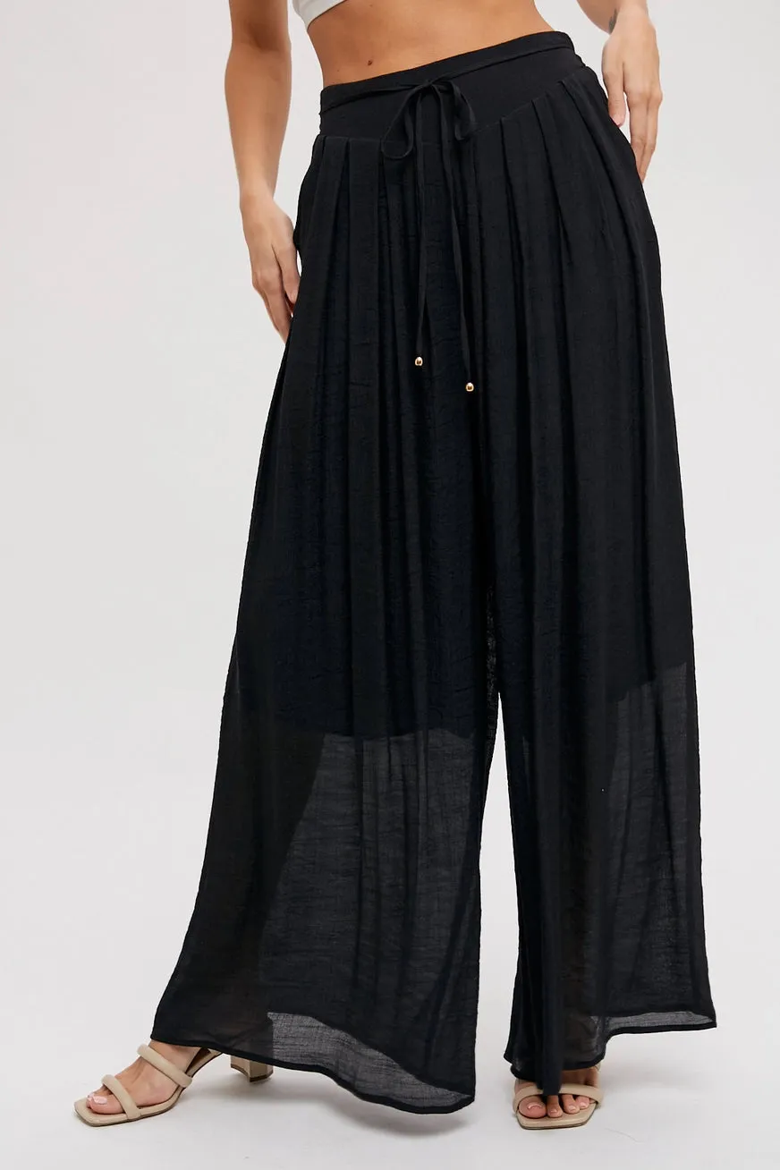 Black Flowy Wide Leg Pants
