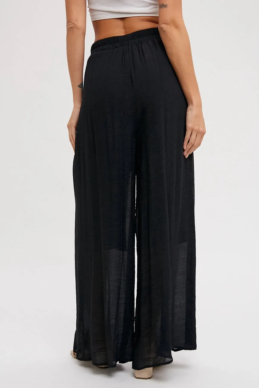 Black Flowy Wide Leg Pants
