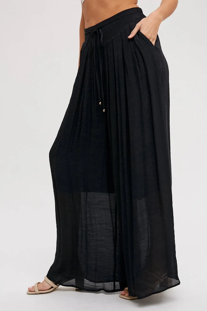 Black Flowy Wide Leg Pants