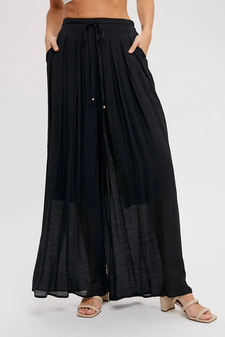 Black Flowy Wide Leg Pants