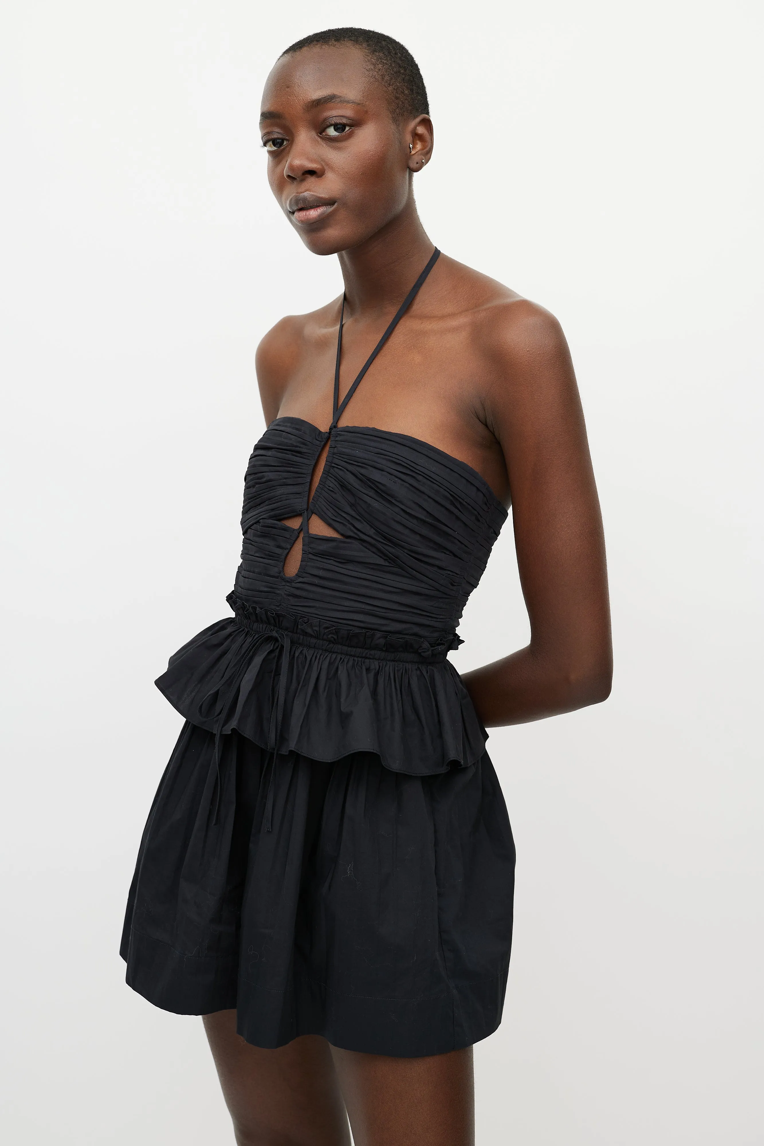 Black Pleated Isidro Romper
