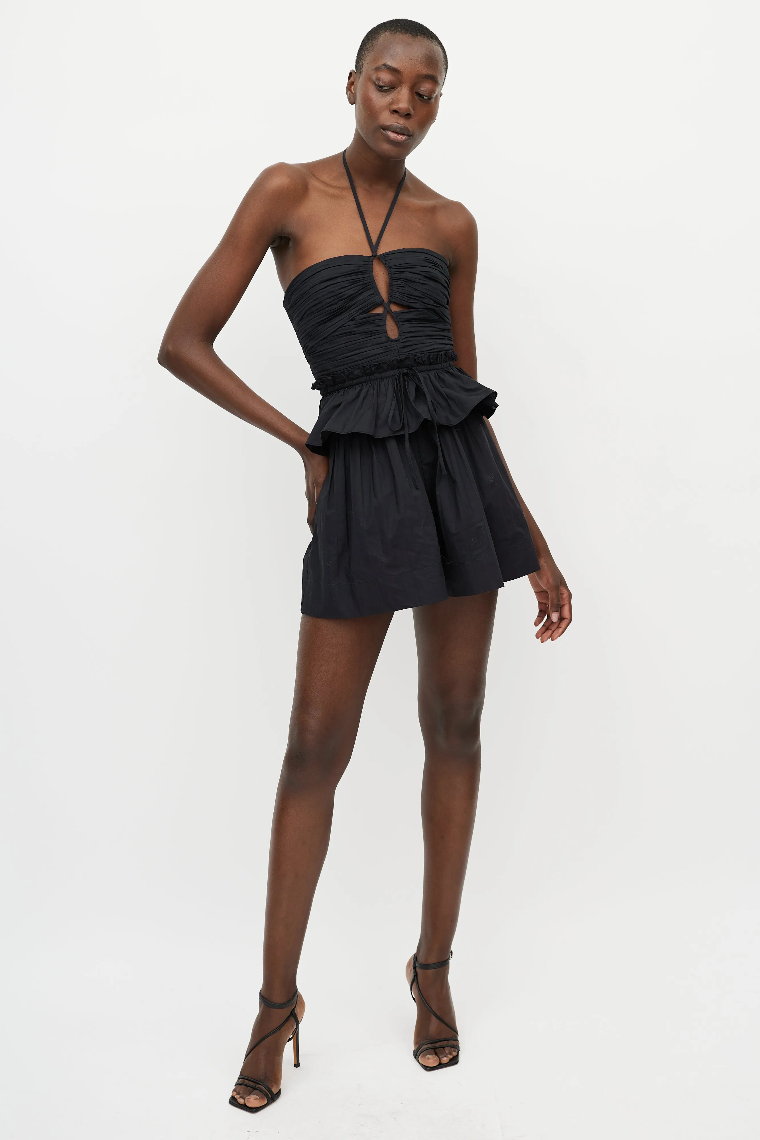 Black Pleated Isidro Romper