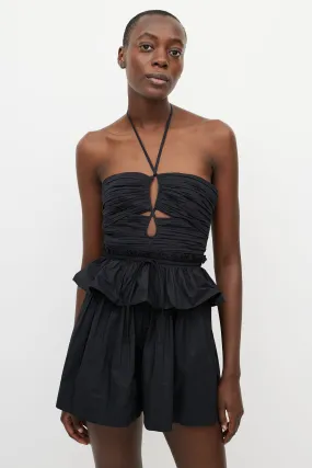 Black Pleated Isidro Romper