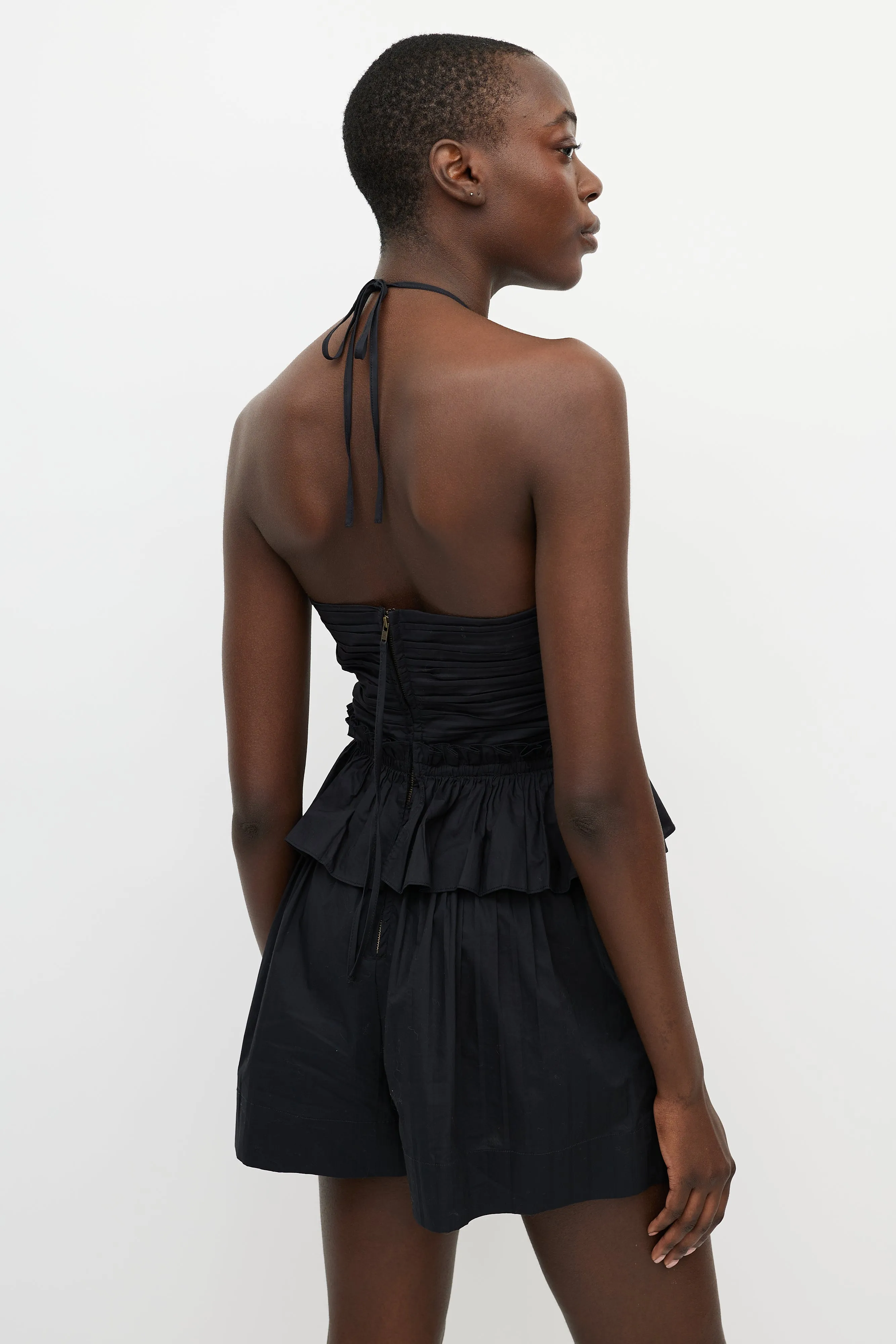 Black Pleated Isidro Romper