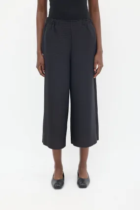 Black Ribbed Wide Leg Pant