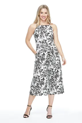 Black Tea Rose Halter Jumpsuit