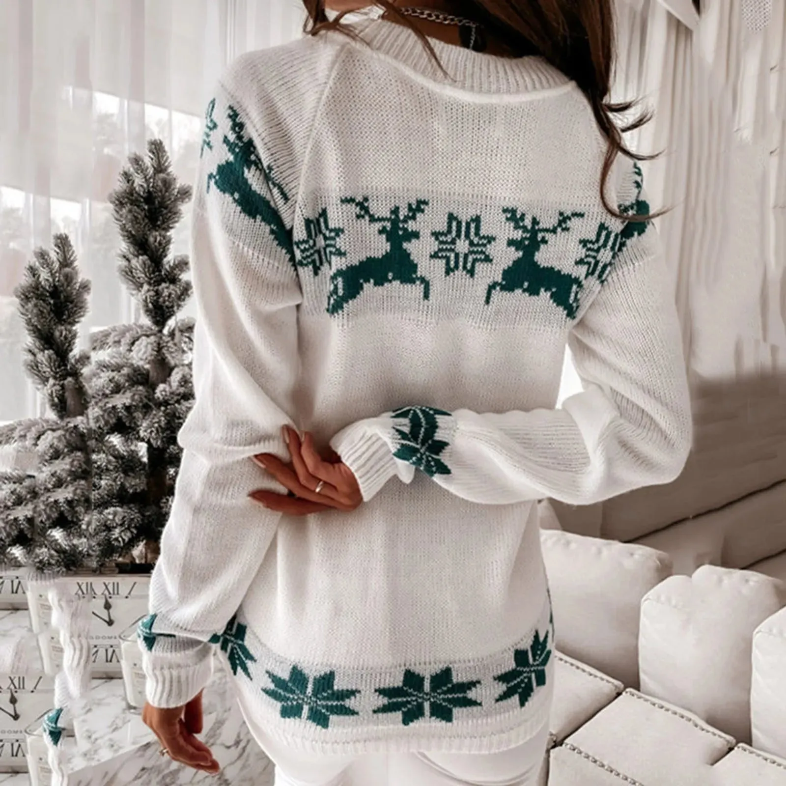 Christmas Deer Knitted Long Sleeve Sweater