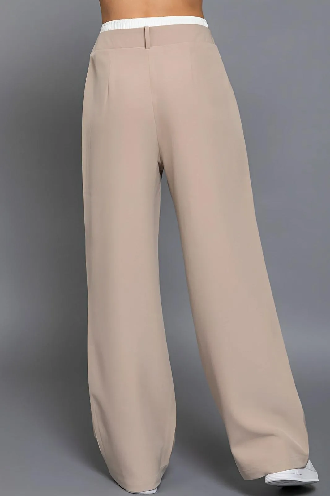 Contrast Waist Boxer Straight Long Pants