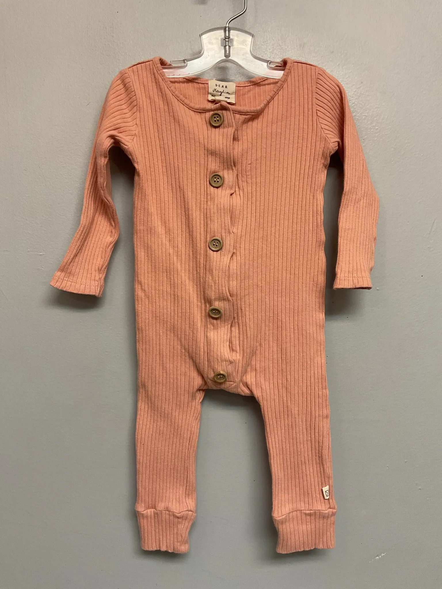 Dear Hayden Size 6M Peach Ribbed Cotton Infant Girls Jumpsuits & Coveralls