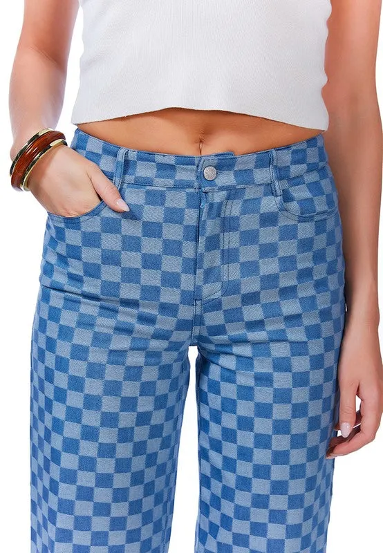 Denim Checkered Pants
