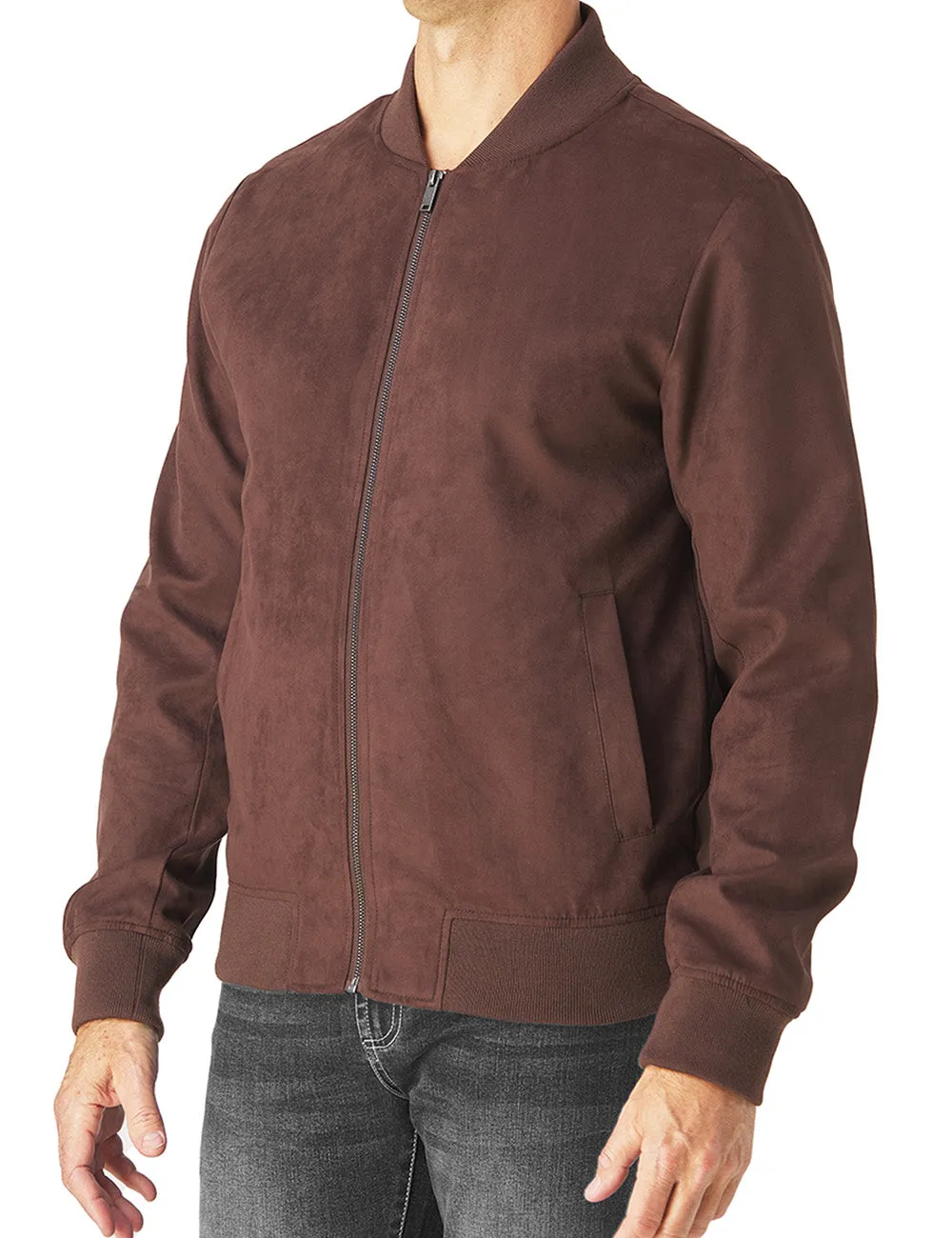 Faux Suede Bomber Jacket