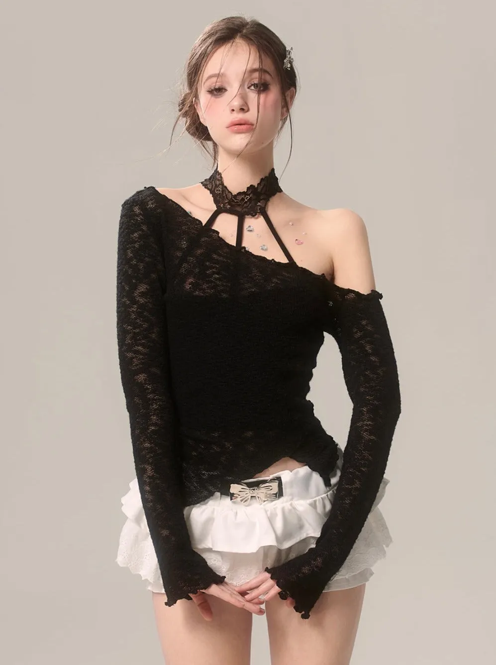 Lace Innerwear Top Halter-neck