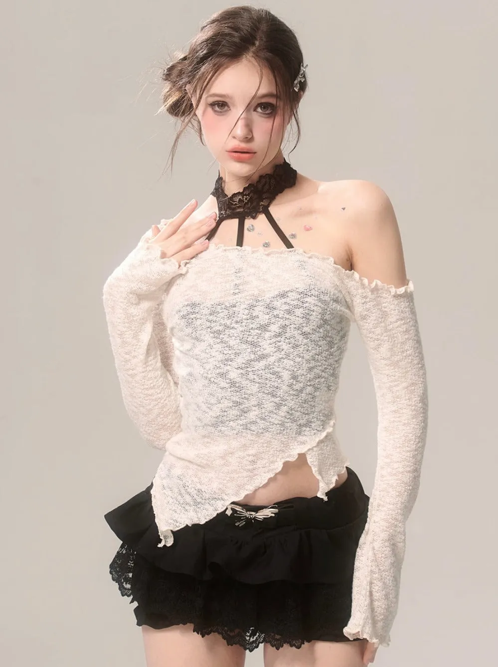 Lace Innerwear Top Halter-neck