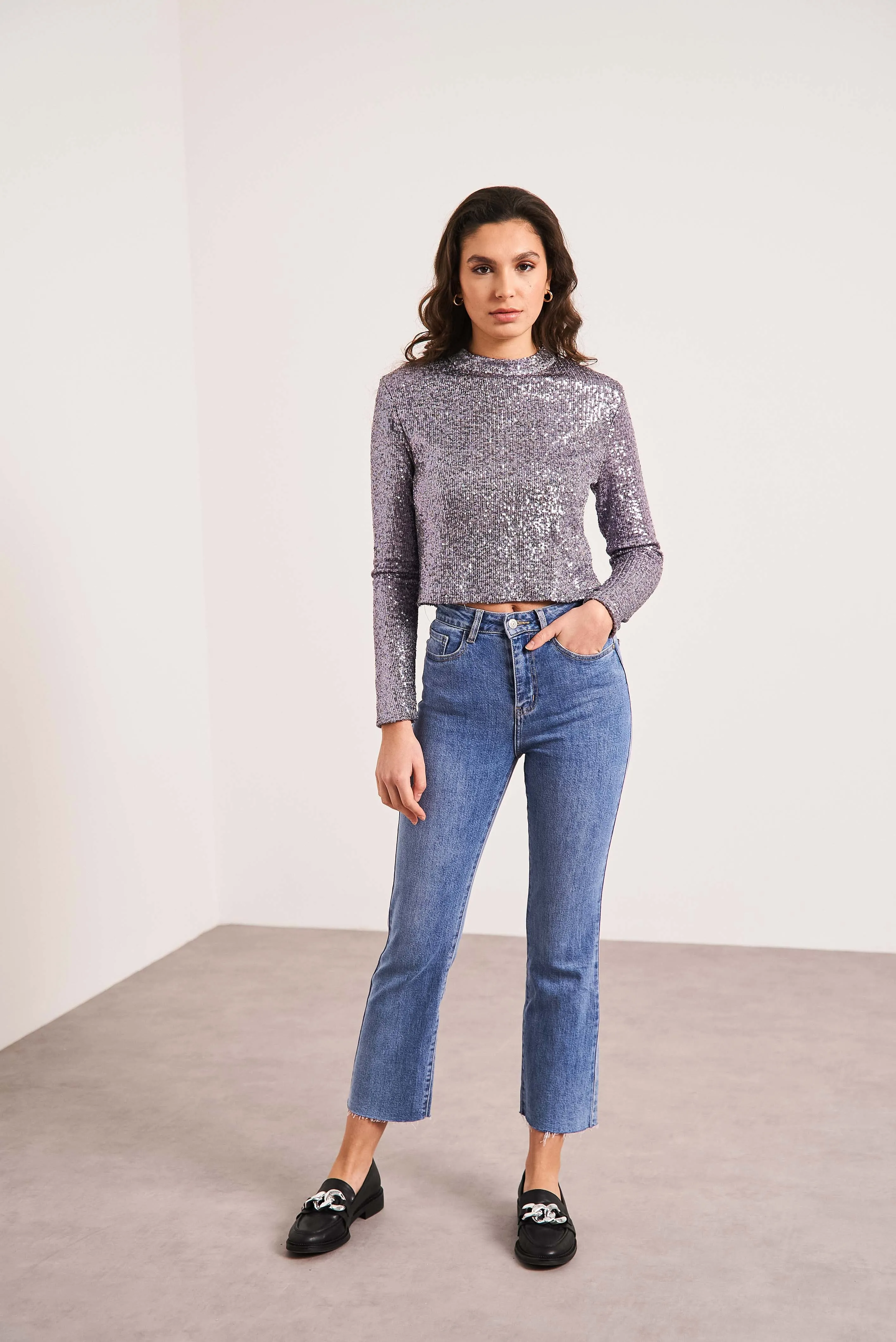 Oraije Wide-Leg Cropped Denim Jeans