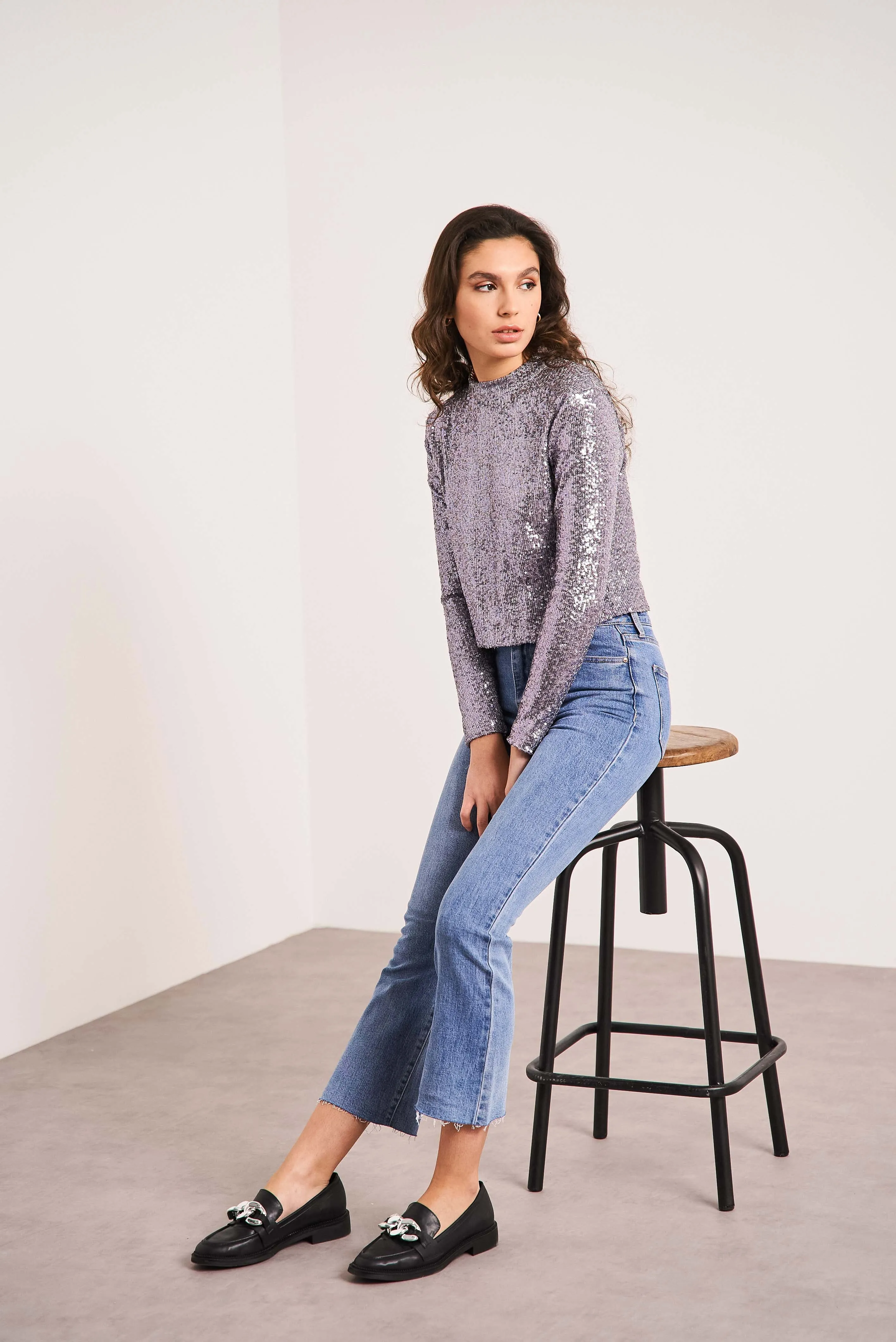Oraije Wide-Leg Cropped Denim Jeans