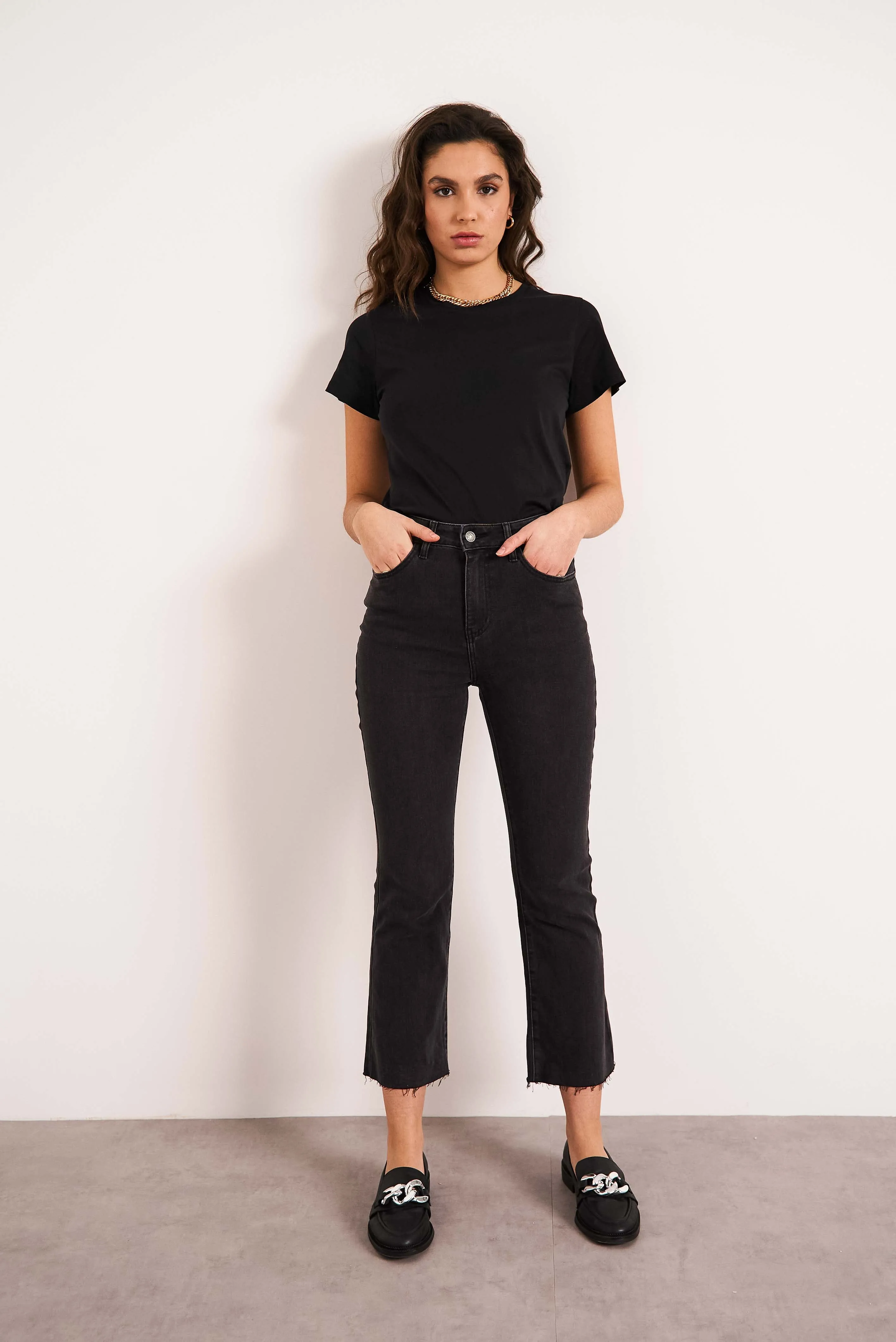 Oraije Wide-Leg Cropped Denim Jeans