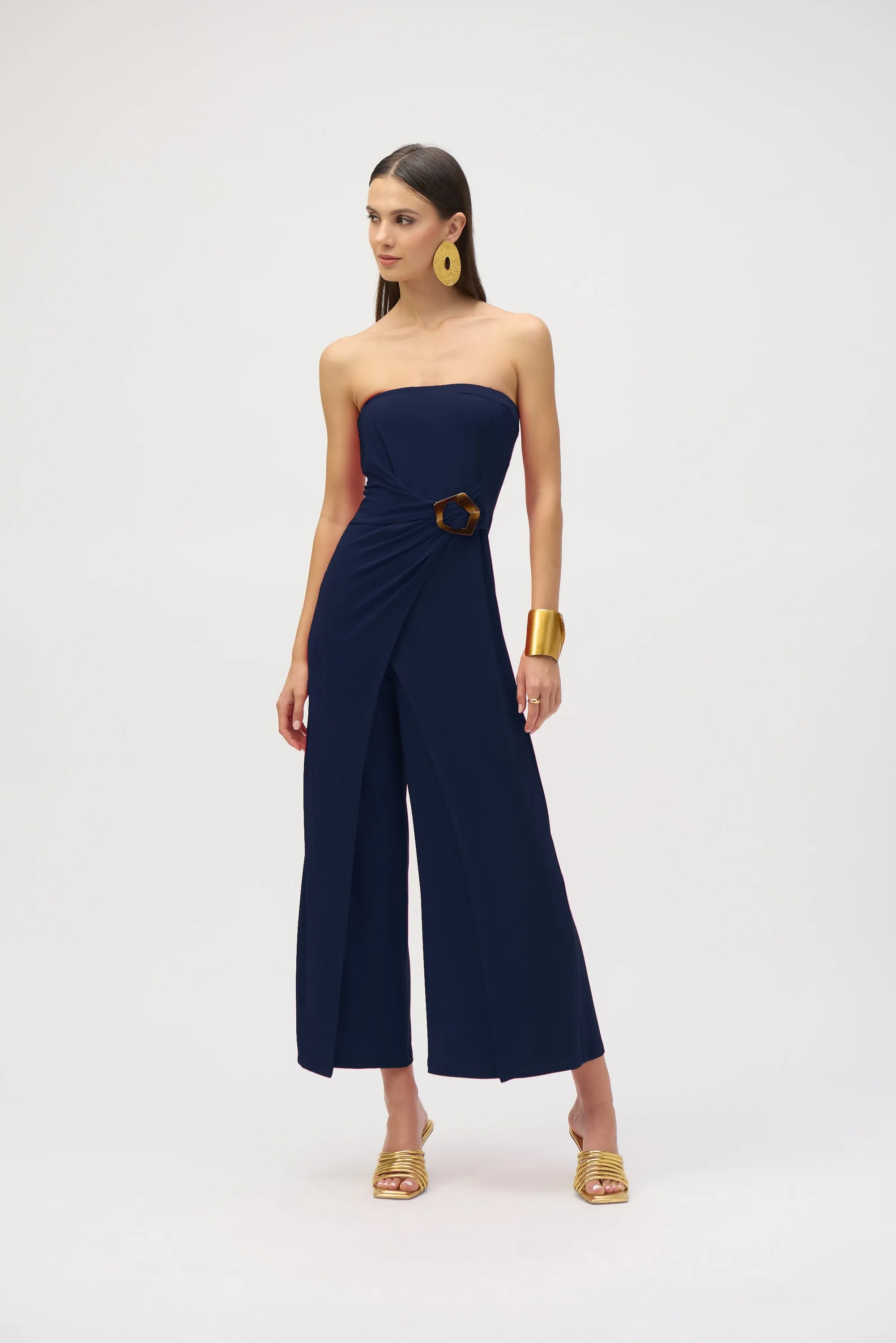 Silky Knit Strapless Culotte Jumpsuit