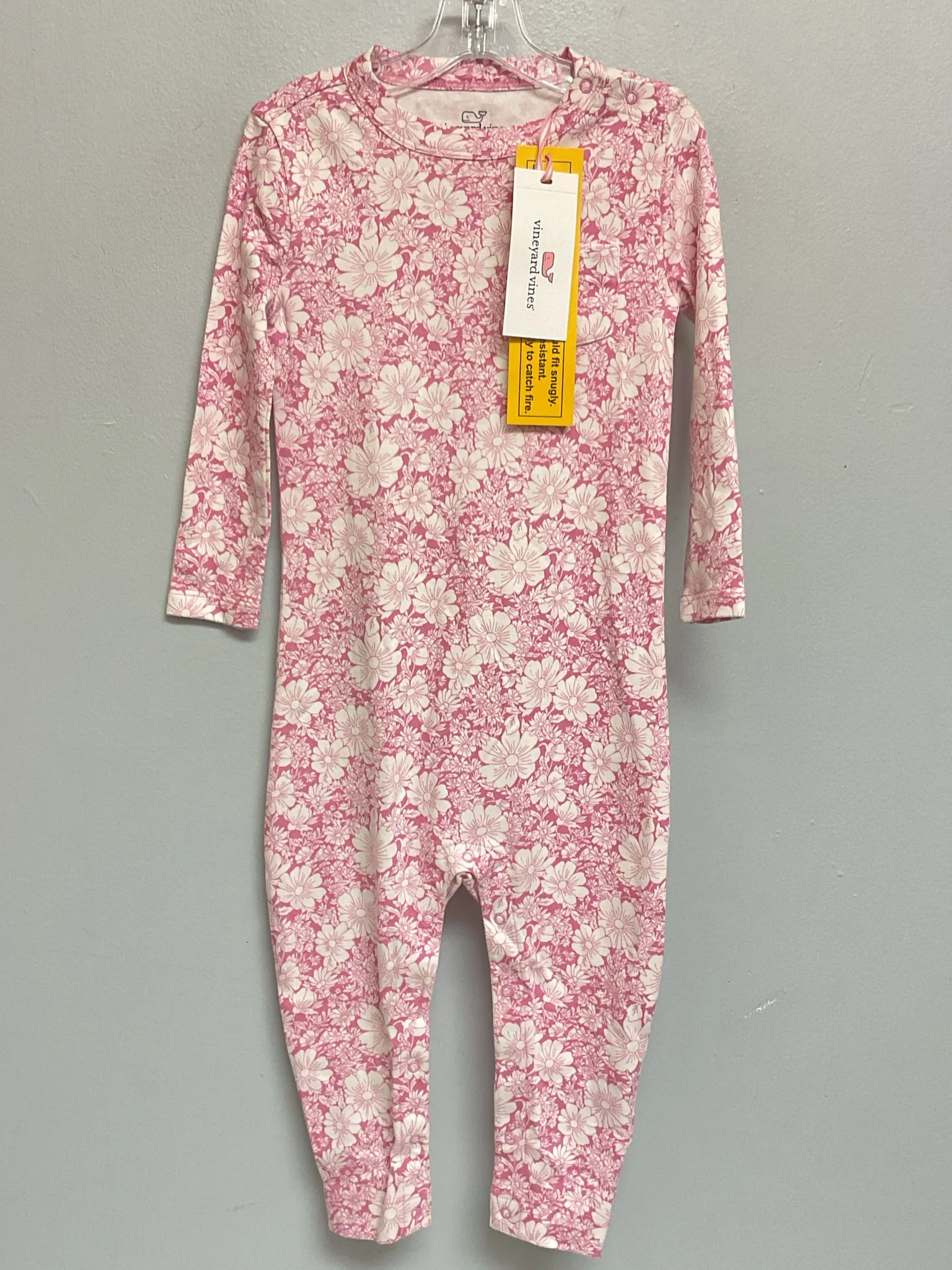 Vineyard Vines Size 18M Pink & Cream Floral Cotton Jumpsuits & Coveralls