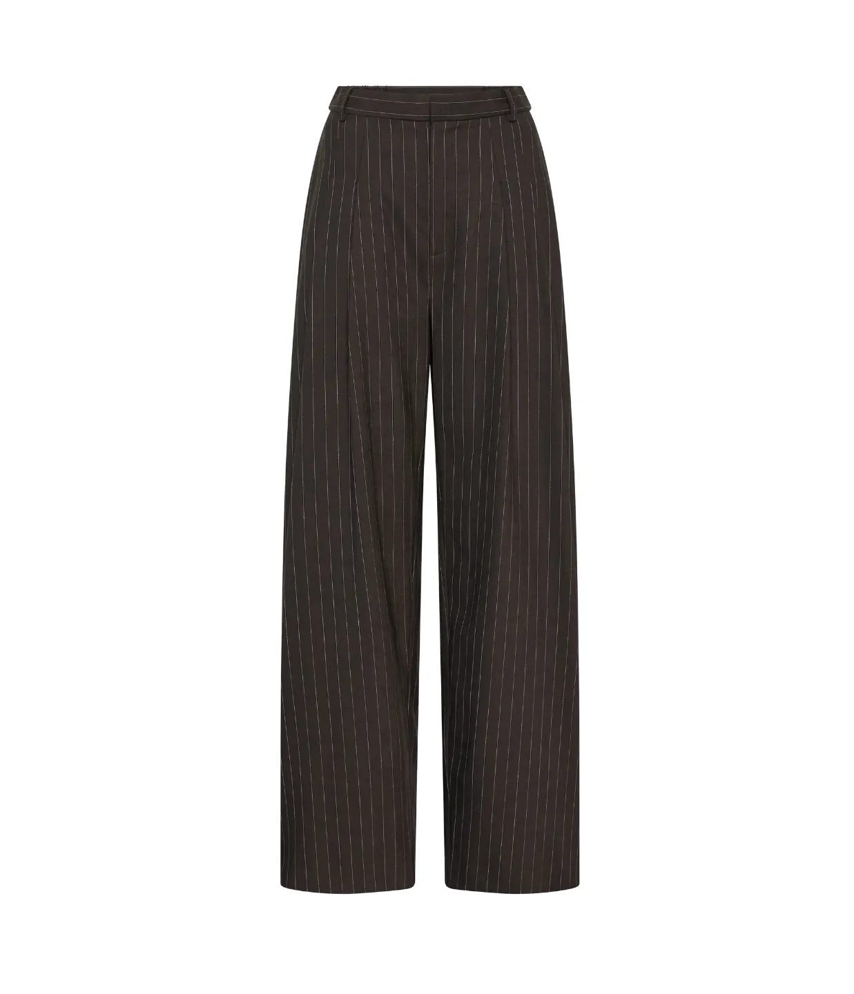Wool Pinstripe Tapered Pants in Mahogany Stripe